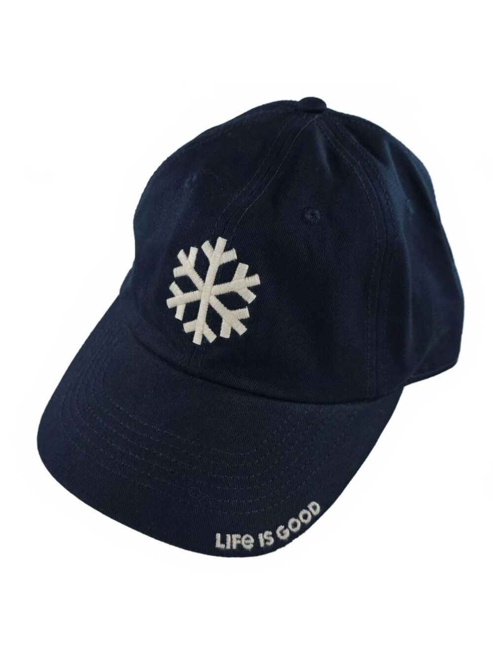 Life is Good Unisex Navy Blue Cotton Snowflake Embroidered Adjustable Cap NWOT